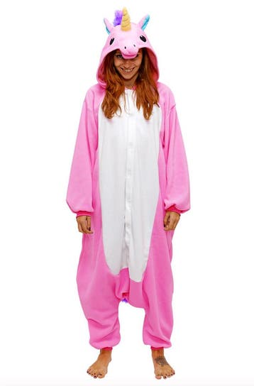 KIMU® Onesie Roze Eenhoorn Pak L-XL Eenhoornpak Unicorn Kost, Maat 52/54 (L), Carnaval, Nieuw, Ophalen of Verzenden