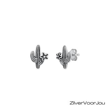 925 zilveren bloeiende cactus oorstekers, Verzenden, Nieuw, Zilver