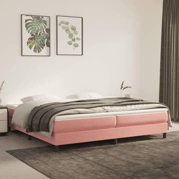 vidaXL Boxspring bed fluweel roze 200x200 cm, Verzenden, Overige maten, 200 cm, Stof