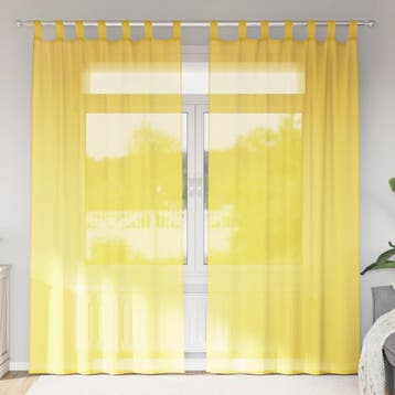vidaXL Gordijnen met lussen 2 st 140x245 cm geel, Verzenden, Nieuw, Geel