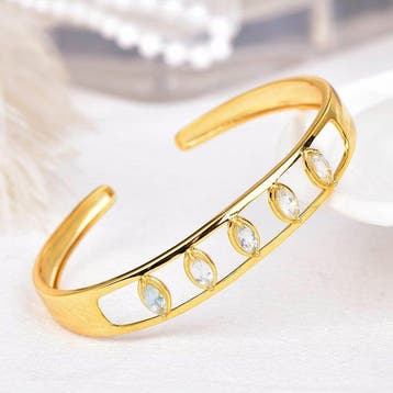 Zonder minimumprijs - Armband Zilver - Aquamarijn -