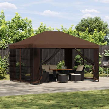 vidaXL Paviljoen 4 × 3 m Bruin Polyester en staal 190 gsm, Verzenden, Nieuw
