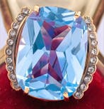 Zonder minimumprijs - Ring - 9 kt. Roségoud, Zilver Topaas -, Sieraden, Tassen en Uiterlijk, Ringen, Nieuw