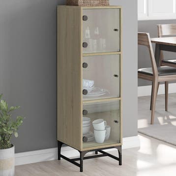 vidaXL buffetkast met glazen deuren 35x37x120 cm sonoma, Minder dan 50 cm, Verzenden, 100 tot 150 cm, Nieuw