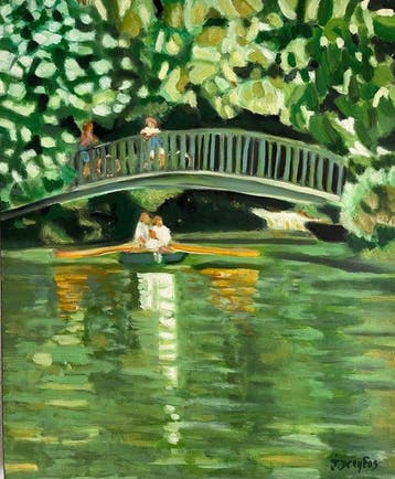 Jérôme Dreyfus (XX-XXI) - Rameurs au Parc Borély Marseille, Antiek en Kunst, Kunst | Schilderijen | Klassiek
