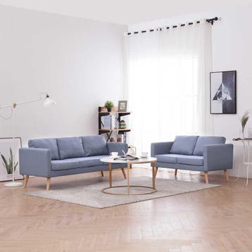 vidaXL Bankstel stof lichtgrijs, Verzenden, Nieuw, Stof, Minder dan 150 cm