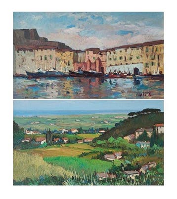 Walter Cecchi (1928-2005) - Due paesaggi, marina e campagna