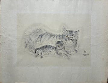 Léonard Tsuguharu Foujita (1886-1968) - Deux chats, Antiek en Kunst