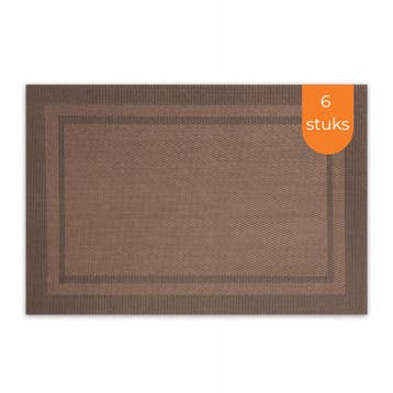 Placemats Set 6 Stuks 30x45 cm – Bruin – Afwasbare Kunststof, Ophalen of Verzenden, Nieuw