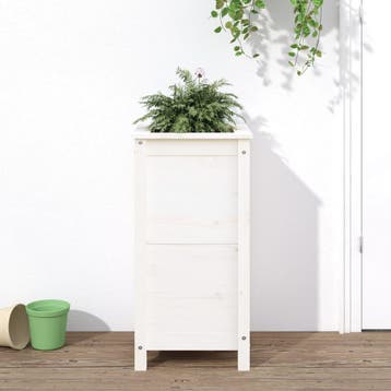 vidaXL Plantenbak 40x40x78 cm massief grenenhout wit, Tuin en Terras, Verzenden, Minder dan 60 cm, Nieuw, 60 cm of meer