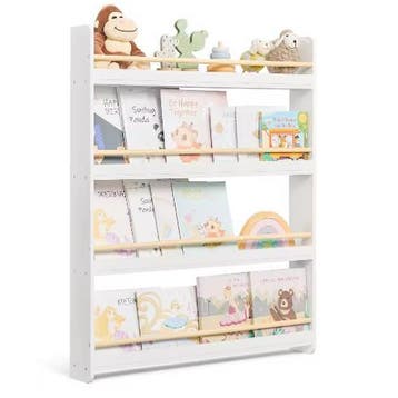 Wand Kinderboekenplank met 4 Niveaus en Opbergruimte, Verzenden, Nieuw