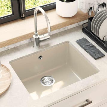 vidaXL Wasbak 80% Kwarts en 20% Hars 530 x 460 mm Beige, Verzenden, Nieuw