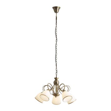 Klassieke hanglamp brons met opaal glas 5-lichts - Katarina, Verzenden, Nieuw, Classic-antique