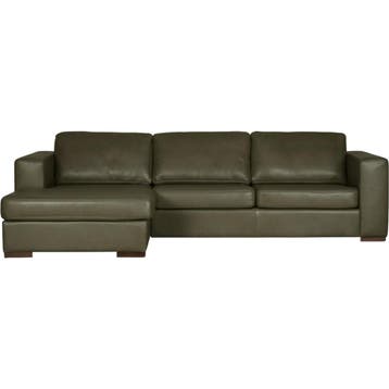 Leren hoekbank Flow - 2,5 zits arm rechts + longchair links, 250 tot 300 cm, Hoekbank, Nieuw, Ophalen of Verzenden