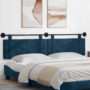 vidaXL Hangend hoofdbord Blauw Fluweel, Verzenden, Nieuw, Blauw, Stof