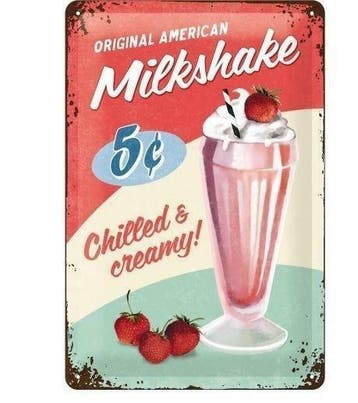 Milkshake reclamebord, Verzenden, Nieuw