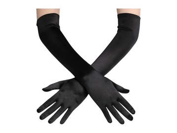 Veiling - Handschoenen lang - zwart - 55cm, Nieuw