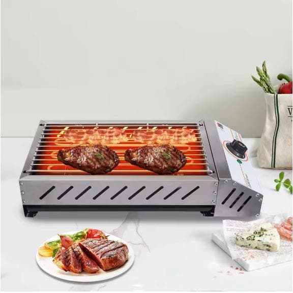 Elektrische BBQ 2.5KW RVS Tafelgrill Instelbaar Outdoor, Witgoed en Apparatuur, Kookplaten, Nieuw, Verzenden