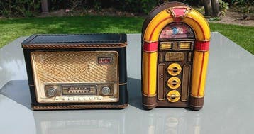 Spaarpot (2) - jukebox en radio - Metaal - Vintage RETRO