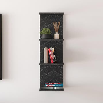 Wandrek Surahammar met 4 planken 95x30x28 cm marmerlook zwar, Huis en Inrichting, Woonaccessoires | Wandplanken en Boekenplanken