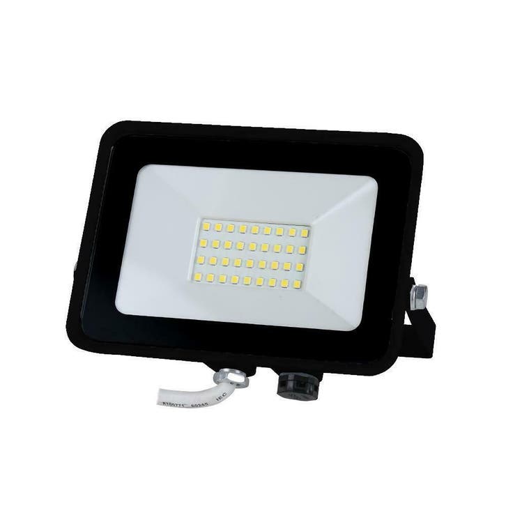 LED bouwlamp - Zwart - 30W - 2400 lumen - Met beugel, Tuin en Terras, Buitenverlichting, Waterbestendig, Led, Netvoeding, Minder dan 50 watt