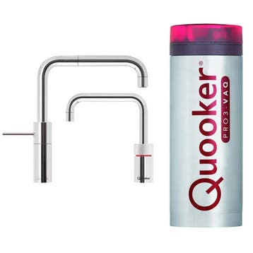 Quooker Nordic Square Twintaps met PRO3 VAQ-E Boiler Chroom, Ophalen of Verzenden, Nieuw