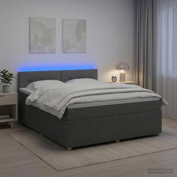 vidaXL Boxspringbed met matras Donkergrijs 140 x 190 cm Stof, Verzenden, Nieuw