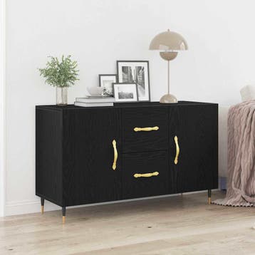 vidaXL Dressoir Zwart Eiken 100 x 36 x 60 cm Bewerkt hout, Huis en Inrichting, Kasten | Dressoirs, Verzenden, Nieuw, Overige houtsoorten