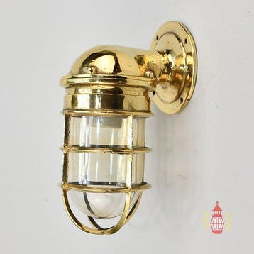 Brass nautical bulkhead - Wandlamp - Messing, Glas -, Antiek en Kunst