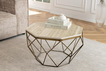 Handgemaakte salontafel DIAMOND 70cm beige travertijn, Huis en Inrichting, Tafels | Salontafels, Ophalen of Verzenden, Nieuw