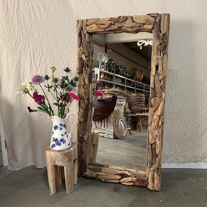 spiegel drijfhout / driftwood - diverse maten Gratis bezorgd, Huis en Inrichting, Woonaccessoires | Spiegels, Rechthoekig, Nieuw