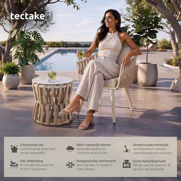 2dekans | tectake® Tuinset Lugano - Tuinstoel - Loungestoel, Ophalen of Verzenden, Zo goed als nieuw