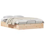 vidaXL Ottoman Bedframe met Opslag Naturel 135 x 190 cm, Huis en Inrichting, Slaapkamer | Bedden, Verzenden, Nieuw, Bruin, Hout