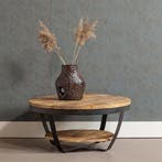 Salontafel Mangohout Rond Maeve 90 cm, Verzenden, Rond, Nieuw, Industriële meubels