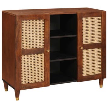 vidaXL Dressoir Bruin 90 x 33,5 x 75 cm Massief Mango Hout, Verzenden, Nieuw, Overige houtsoorten, Minder dan 50 cm