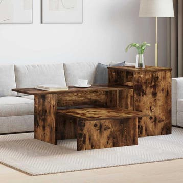 vidaXL Wandtafel Gerookt eiken 91,5 x 35 x 38,5 cm Bewerkt, Minder dan 50 cm, Verzenden, Nieuw, Minder dan 50 cm