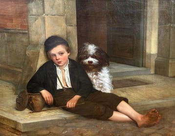 Louis de Burbure (1837-1911) - Jongen met zijn hondje - NO
