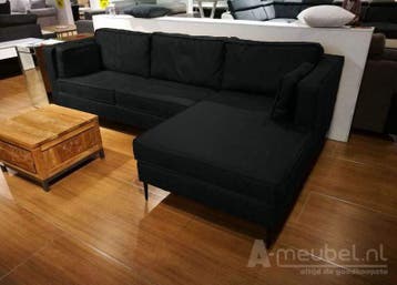 Loungebank Borne - loungebanken - Zwart, Nieuw, 150 cm of meer, Stof, 200 tot 250 cm