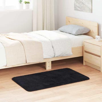 vidaXL Hoogpolig vloerkleed NAVARRA 60x100 cm polyester, Verzenden, Nieuw, Zwart
