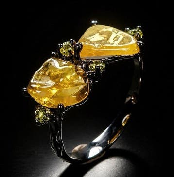 925 zilver zwart gerhodineerd - saffier - peridoot - Ring