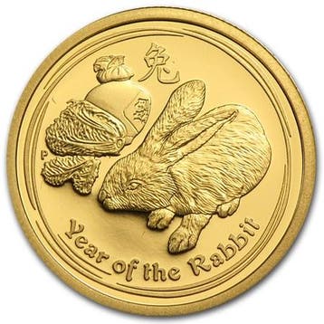 Gouden Lunar II - 1/4 oz 2011 Year of the Rabbit, Verzenden, Losse munt, Goud