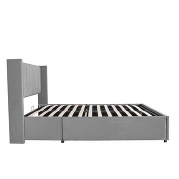 Gestoffeerd bed Savona - 200 x 120 cm - Lichtgrijs - Incl. B, Verzenden, Nieuw