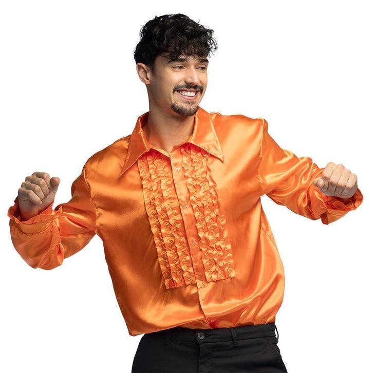 Disco Blouse Oranje, Hobby en Vrije tijd, Feestartikelen, Feestartikel, Nieuw, Verzenden