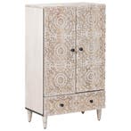 vidaXL Hoge Kast met lade Wit 60 x 33,5 x 100 cm Massief, Huis en Inrichting, Woonaccessoires | Cd- en Dvd-rekken, Verzenden, Nieuw