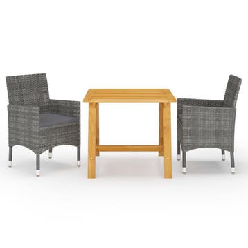 vidaXL 3-delige Tuinset grijs, Verzenden, Nieuw, 2 zitplaatsen, Tuinset
