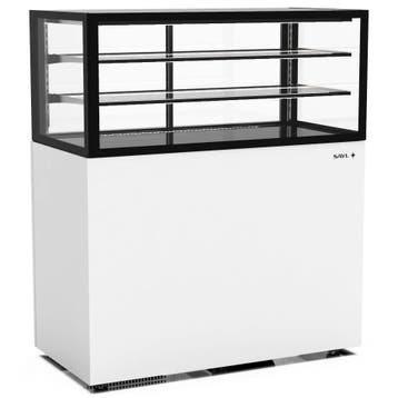 Neutrale Vitrine | INTEGRA | Wit/Zwart | 3 Niveaus | Wielen, Verzenden, Nieuw in verpakking