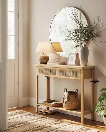 Consoletafel 100 cm – smal beige eiken hal of wandtafel, Huis en Inrichting, Tafels | Sidetables, Verzenden, Nieuw