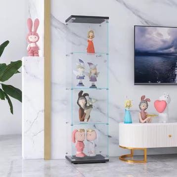 Glazen Vitrinekast met 4 Planken – Hoog Displaymeubel, Huis en Inrichting, Kasten | Vitrinekasten, Verzenden, Nieuw