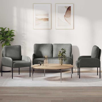vidaXL Sofa-Sets 3 st Donkergrijs Multiplex, Huis en Inrichting, Verzenden, Nieuw, Minder dan 150 cm