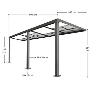 Aluminium Terrasoverkapping Jakarta - 6 x 3 m - Grijs - Schu, Tuin en Terras, Overkappingen, Verzenden, Nieuw